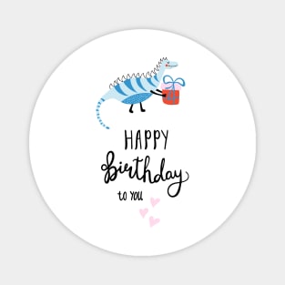 Birthday congratulations with lettering and dinosaur Magnet